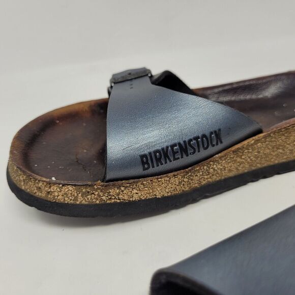 Birkenstock Sandals Womens Metallic Black EU 39 US 8 Madrid Birko-Flor - Picture 8 of 11